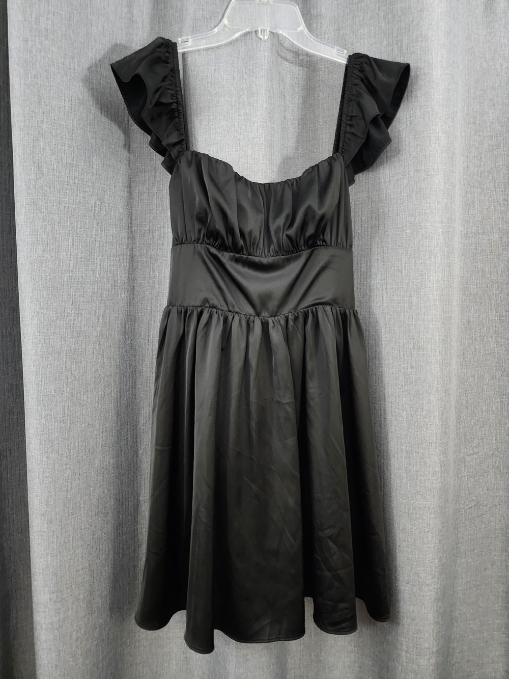 Altar'd State Black Ruffle Strap Mini Dress